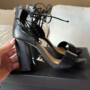 LFL by Lust for life black block ankle lace up heels sandals 8